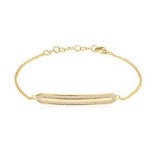 Double Line 14K (or 18k upon request) Yellow Gold Bar Diamond Bracelet